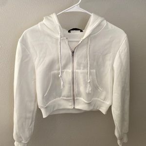 SHEIN white cropped zip-up